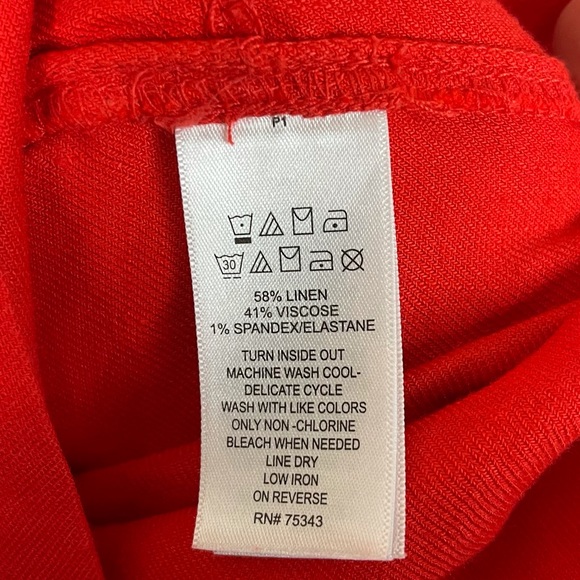 Tahari red linen blend split neck shift dress - Picture 5 of 5